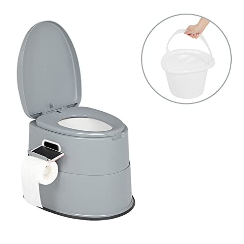 Bonnlo Campingtoilette Tragbare Reisetoilette, Abnehmbarer Inneneimer Mobile Toilette Mit Sitz, Deckel und Toilettenpapier-Halter, für Camping